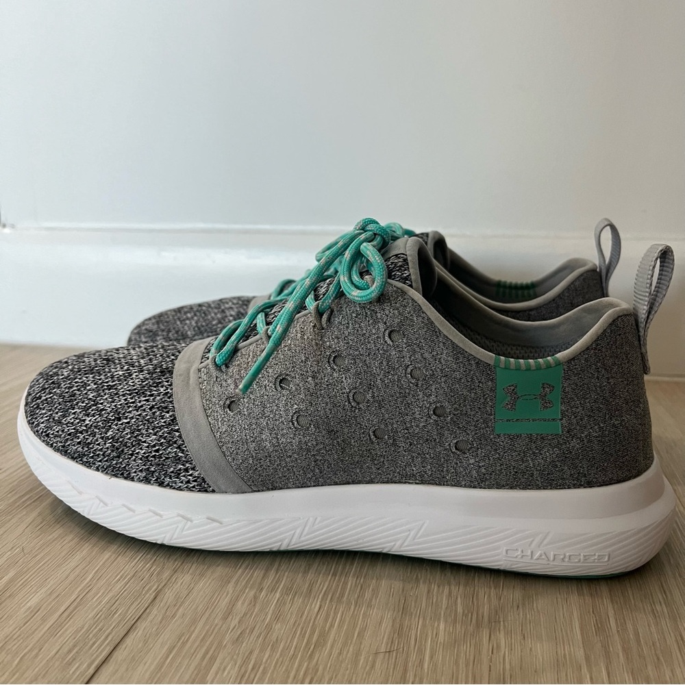 Under Armour Charged 24/7 Gray and White Sneakers with Teal Highlights